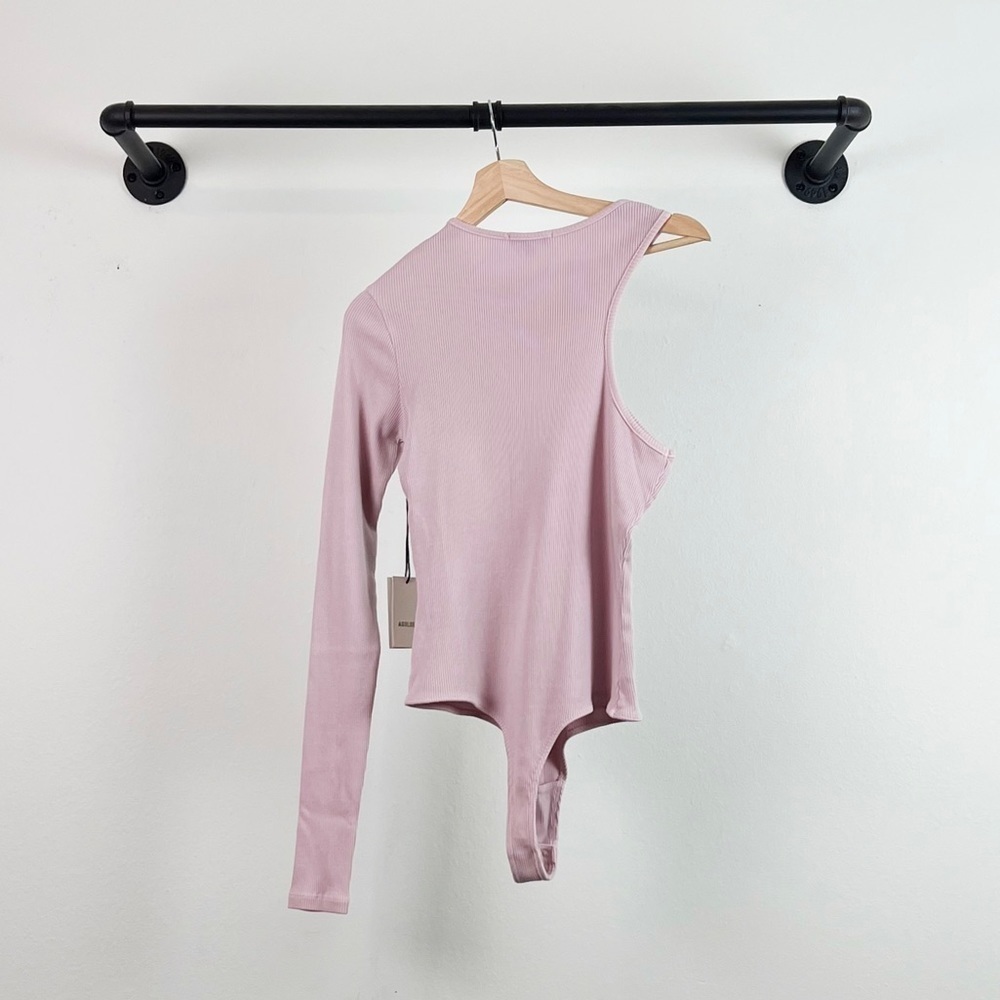 NWT Agolde Bea Ribbed Cutaway Bodysuit in Light Pink- Fondant - Picture 7 of 8